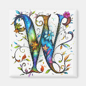 Whimsical Monogram W Magneet (Voorkant)