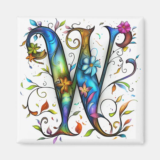 Whimsical Monogram W Magneet (Voorkant)