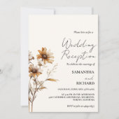 Whimsical Monogram Wildflower Huwelijksreceptie Kaart (Voorkant)