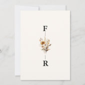 Whimsical Monogram Zwart Wildflower Bruiloft Kaart (Achterkant)