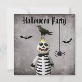 Whimsical Monster & Crow Damask Halloween Party Kaart (Voorkant)