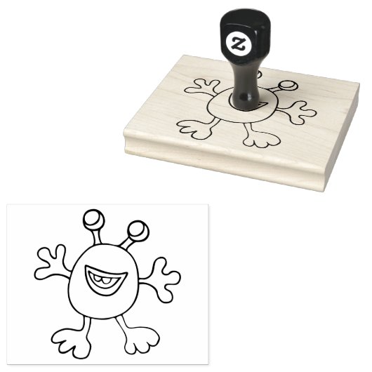 Whimsical Monster, Cute 4 x 5 inch Rubber Stamp Rubberstempel (Gestempeld)