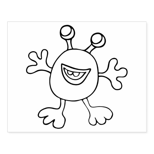 Whimsical Monster, Cute 4 x 5 inch Rubber Stamp Rubberstempel (Afrduk)