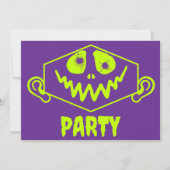 Whimsical Monster Face Faux Neon Halloween Party Kaart (Voorkant)