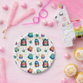 Whimsical Monster Pattern Kinderen verjaardagsfees Papieren Bordje (Feest)