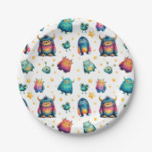 Whimsical Monster Pattern Kinderen verjaardagsfees Papieren Bordje (Voorkant)