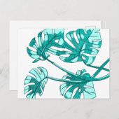 Whimsical, monstera leaf design briefkaart (Voorkant / Achterkant)