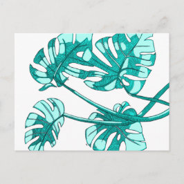 Whimsical, monstera leaf design briefkaart
