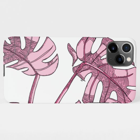 Whimsical, monstera leaf design iPhone hoesje (Achterkant horizontaal)