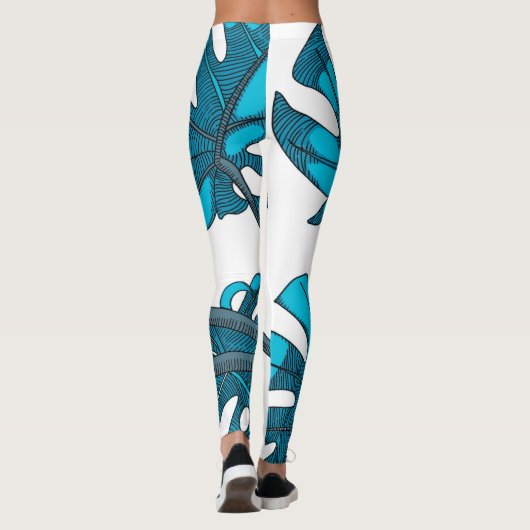 Whimsical, monstera leaf design leggings (Achterkant)