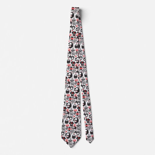 Whimsical Monsters en Citaten Zwart & Rood Stropdas (Voorkant)