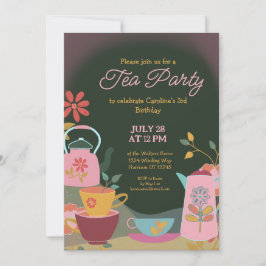 Whimsical Moody Tea Party Verjaardag Kaart
