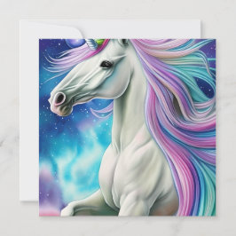 Whimsical Mooi Wit Eenhoorn Paard met Flowi Notitiekaartje