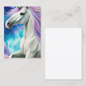 Whimsical Mooi Wit Eenhoorn Paard met Flowi Visitekaartje (Voorkant / Achterkant)