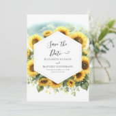 Whimsical Mooie Zonnebloem bruiloft Save The Date (Staand voorkant)