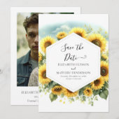 Whimsical Mooie Zonnebloem bruiloft Save The Date (Voorkant / Achterkant)