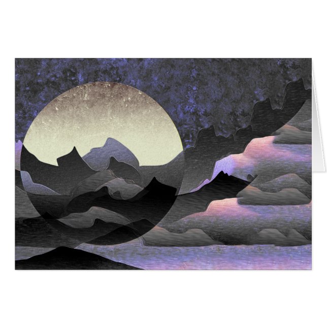 Whimsical Moon and Mountains Abstract Art (Voorkant Horizontaal)