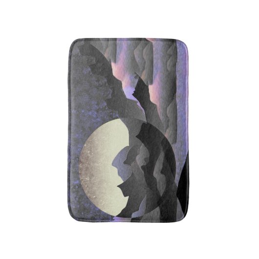 Whimsical Moon and Mountains Abstract Art Badmat (Voorkant Verticaal)