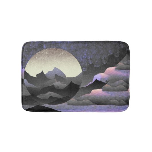 Whimsical Moon and Mountains Abstract Art Badmat (Voorkant)