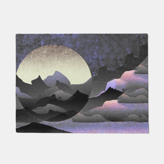 Whimsical Moon and Mountains Abstract Art Deurmat (Voorkant)