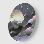 Whimsical Moon and Mountains Abstract Art Grote Klok (Hoek)