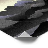 Whimsical Moon and Mountains Abstract Art Poster (Hoek)