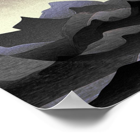 Whimsical Moon and Mountains Abstract Art Poster (Hoek)