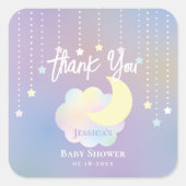 Whimsical Moon and Stars Baby shower Bedankt Vierkante Sticker (Voorkant)