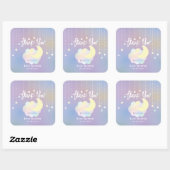 Whimsical Moon and Stars Baby shower Bedankt Vierkante Sticker (Vel)
