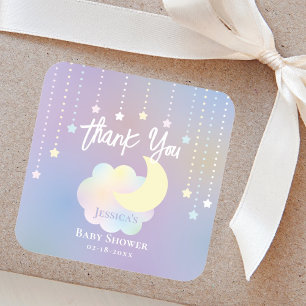 Whimsical Moon and Stars Baby shower Bedankt Vierkante Sticker