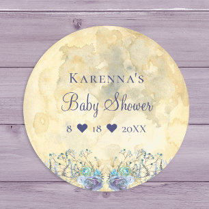 Whimsical Moon Baby shower Envelope Seal Ronde Sticker