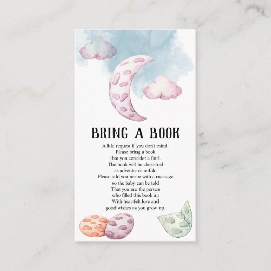 Whimsical Moon Dragon Baby shower brengt boek mee Informatiekaartje (Voorkant)