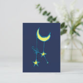 Whimsical Moon en Stars Briefkaart (Staand voorkant)