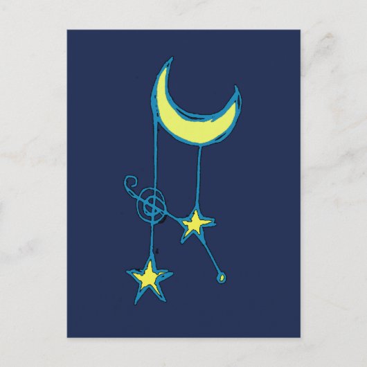 Whimsical Moon en Stars Briefkaart (Voorkant)