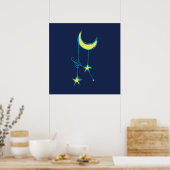 Whimsical Moon en Stars Poster (Keuken)