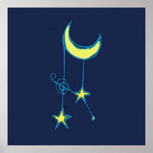 Whimsical Moon en Stars Poster (Voorkant)