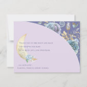 Whimsical Moon Lavendel Paarse Baby Shower Bedankkaart (Achterkant)