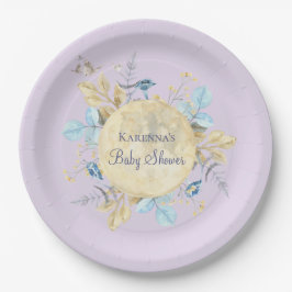 Whimsical Moon Lavender Paarse Baby shower Papieren Bordje