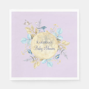 Whimsical Moon Lavender Paarse Baby shower Servet