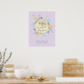 Whimsical Moon Lavender Paarse Baby shower Welkom Poster (Keuken)