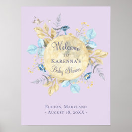 Whimsical Moon Lavender Paarse Baby shower Welkom Poster