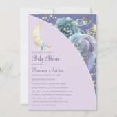 Whimsical Moon Lavender Paarse Script Baby shower Kaart (Voorkant)