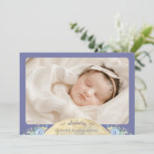 Whimsical Moon Lavender Paarse Twee Foto Geboorte Aankondiging (Staand voorkant)