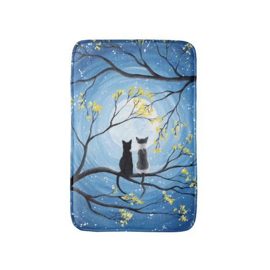 Whimsical Moon met katten Badmat (Voorkant Verticaal)