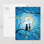 Whimsical Moon met katten Briefkaart (Voorkant / Achterkant)