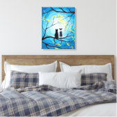 Whimsical Moon met katten Canvas Afdruk (Insitu (Slaapkamer))