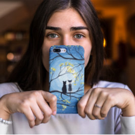 Whimsical Moon met katten Case-Mate iPhone Case