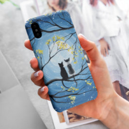 Whimsical Moon met katten iPhone X Hoesje