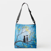 Whimsical Moon met katten Crossbody Tas (Achterkant)