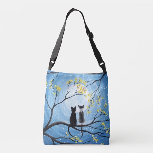 Whimsical Moon met katten Crossbody Tas (Achterkant)